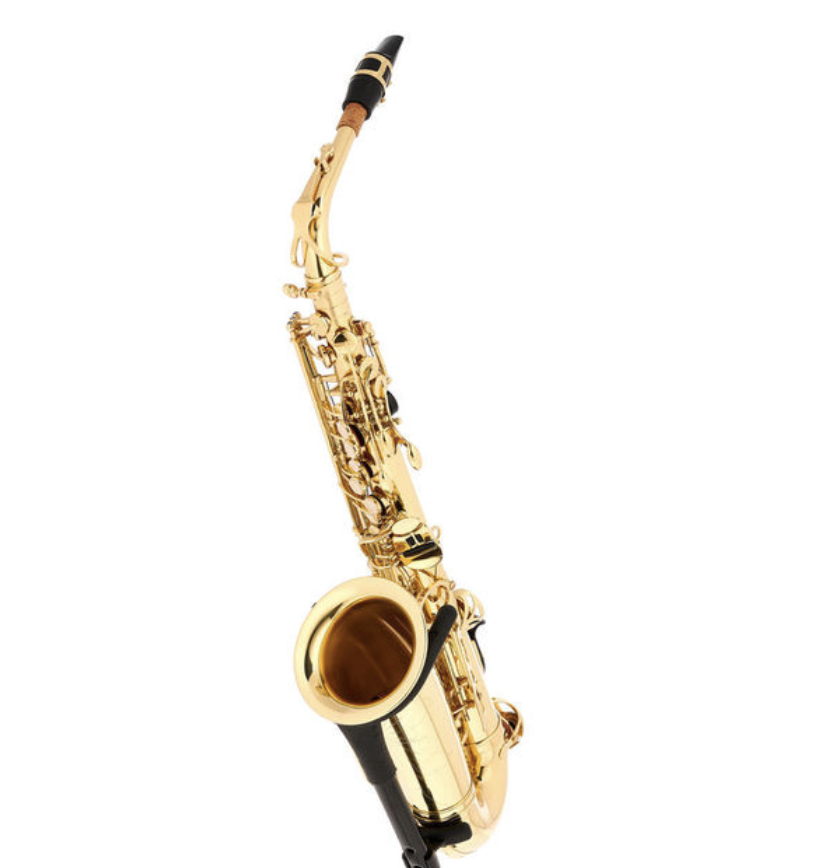 Thomann TAS-180 Alto Sax på et saxofonstativ