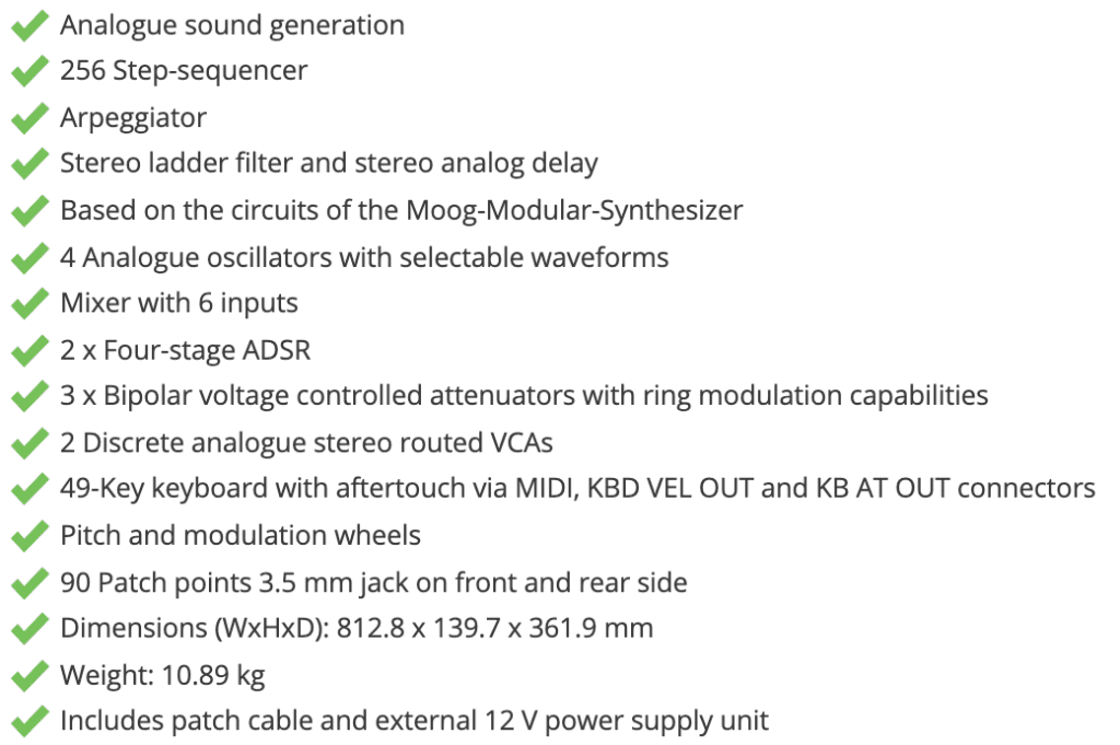 Behringer DeepMind 12 specifikationer